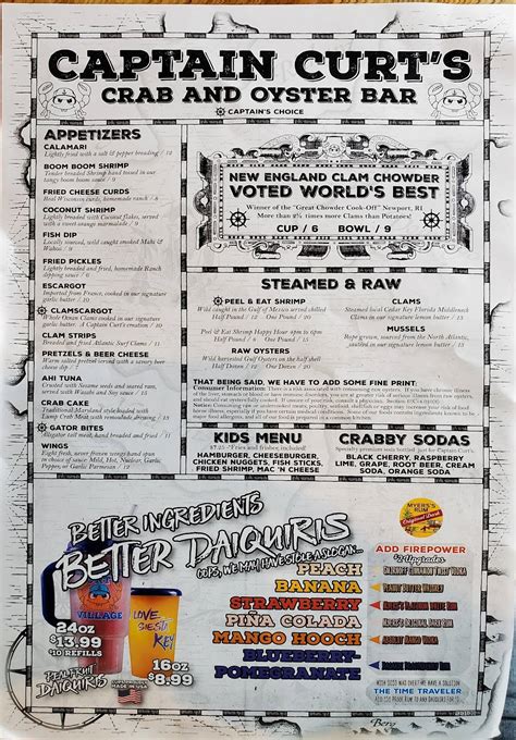 captain curt's crab & oyster bar menu